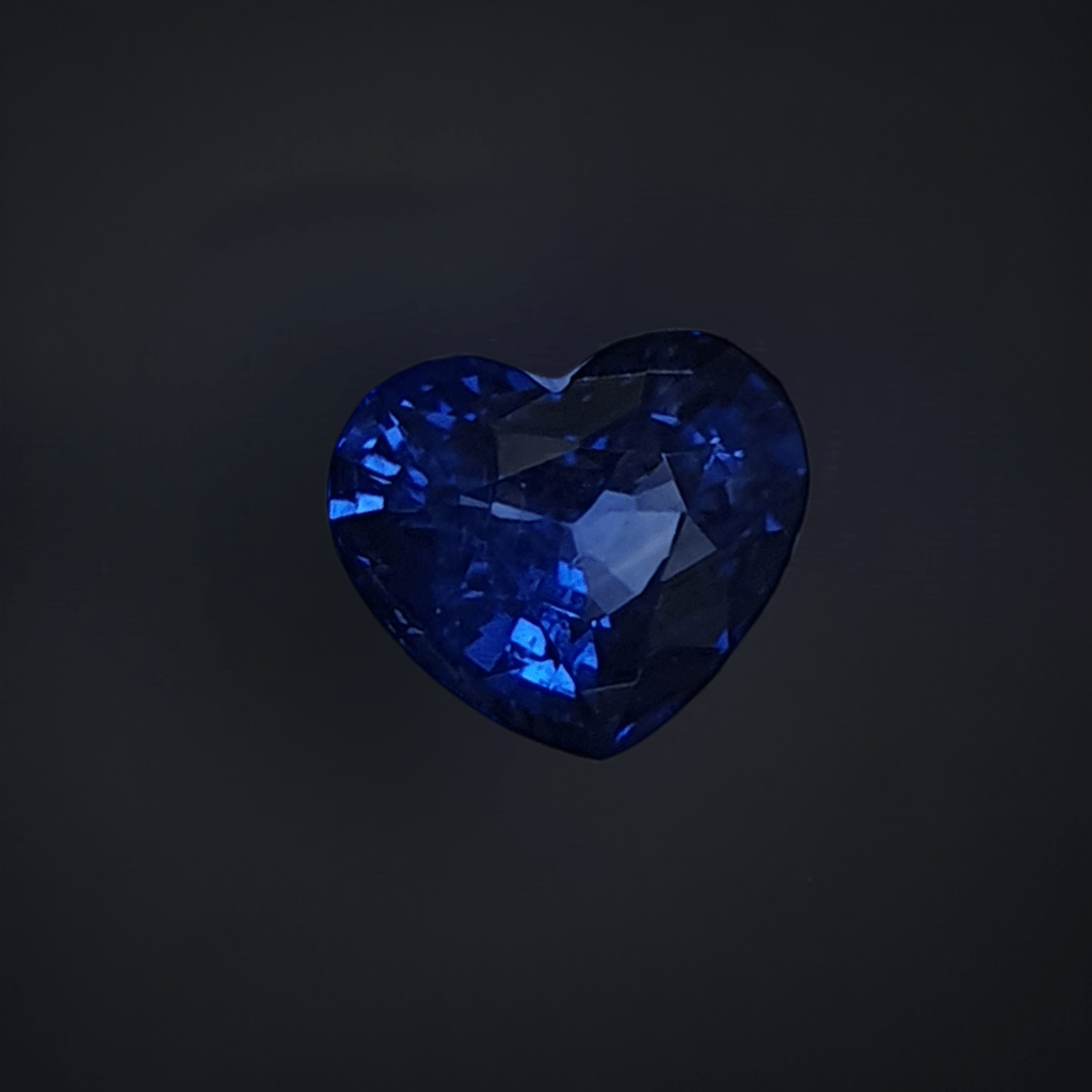 Heart Shaped Natural Blue Sapphire, with deep, vibrant hues